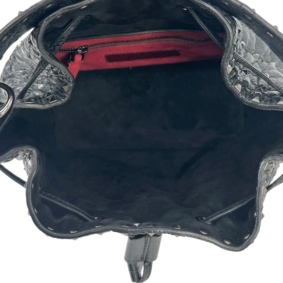 Valentino Garavani Black Rockstud Spike  Leather Studded Bucket Bag Crossbody - Picture 14 of 16